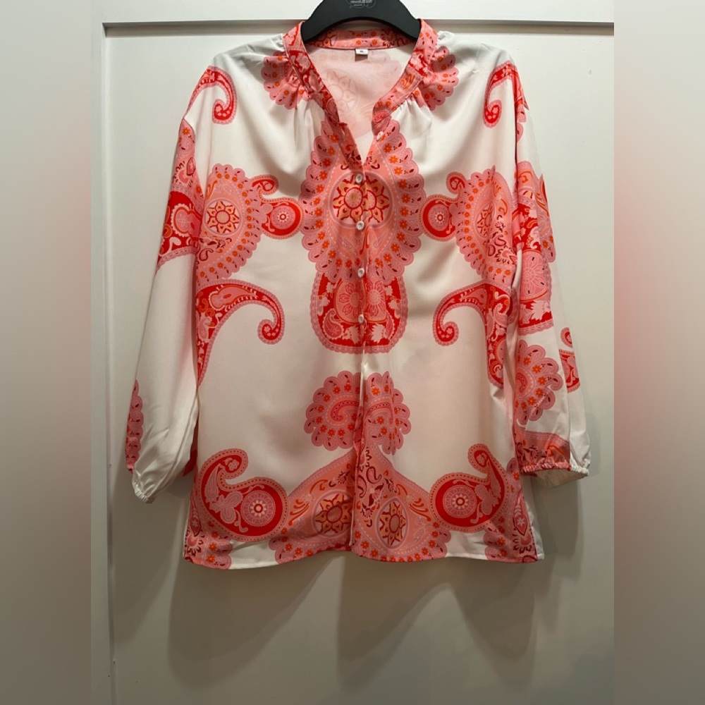 Vibrant colored button up blouse